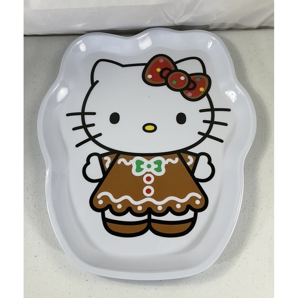 Sanrio Hello Kitty Gingerbread Christmas Melamine Platter Character Shape 14x12